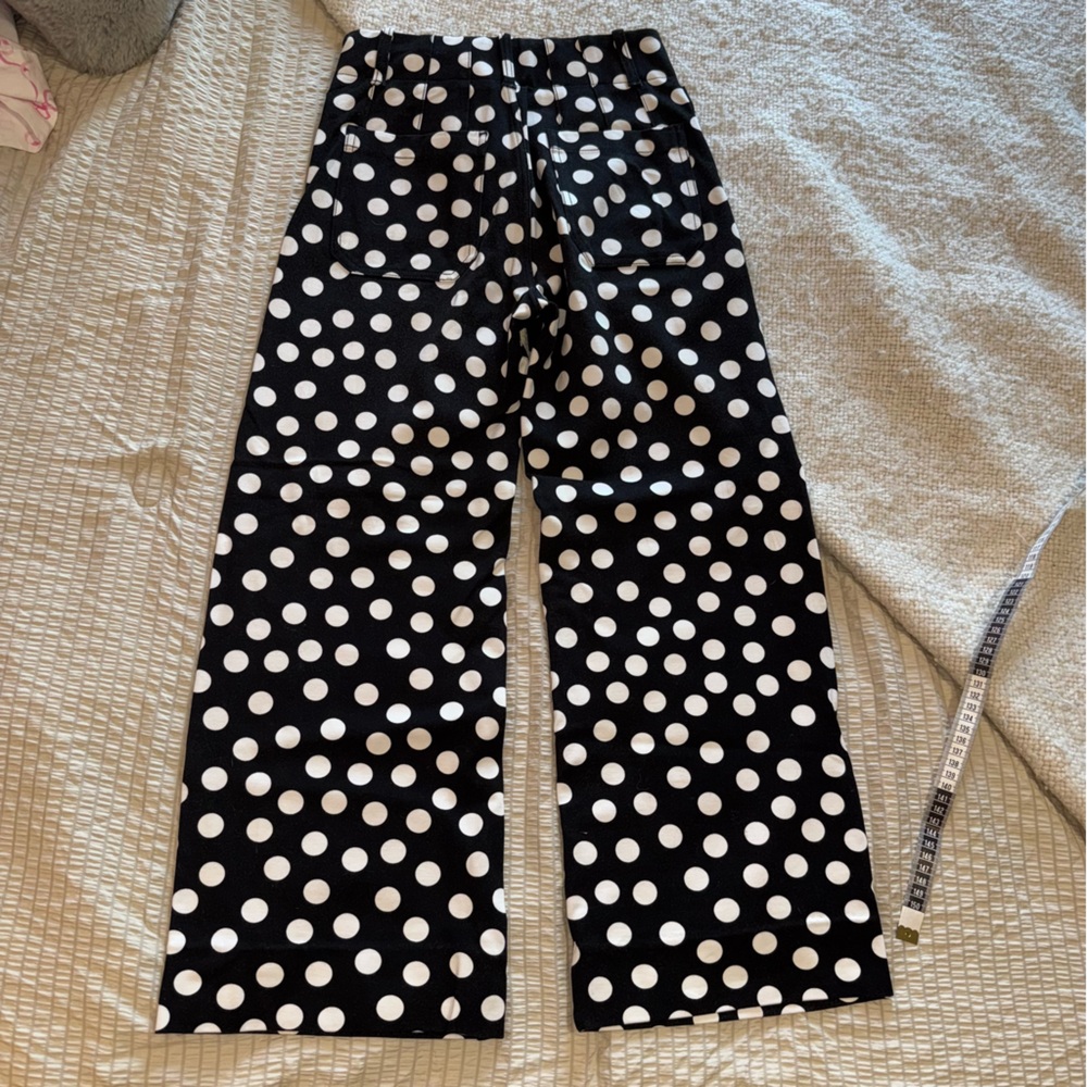 SOLD!! 🛑 Maeve Bold Black White Polka Dot Cropped Collette Pants 25 - Picture 7 of 7